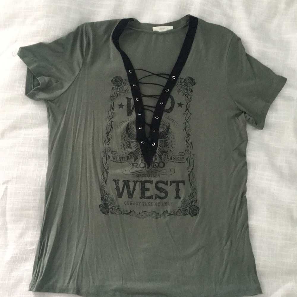 Army green lace up shirt